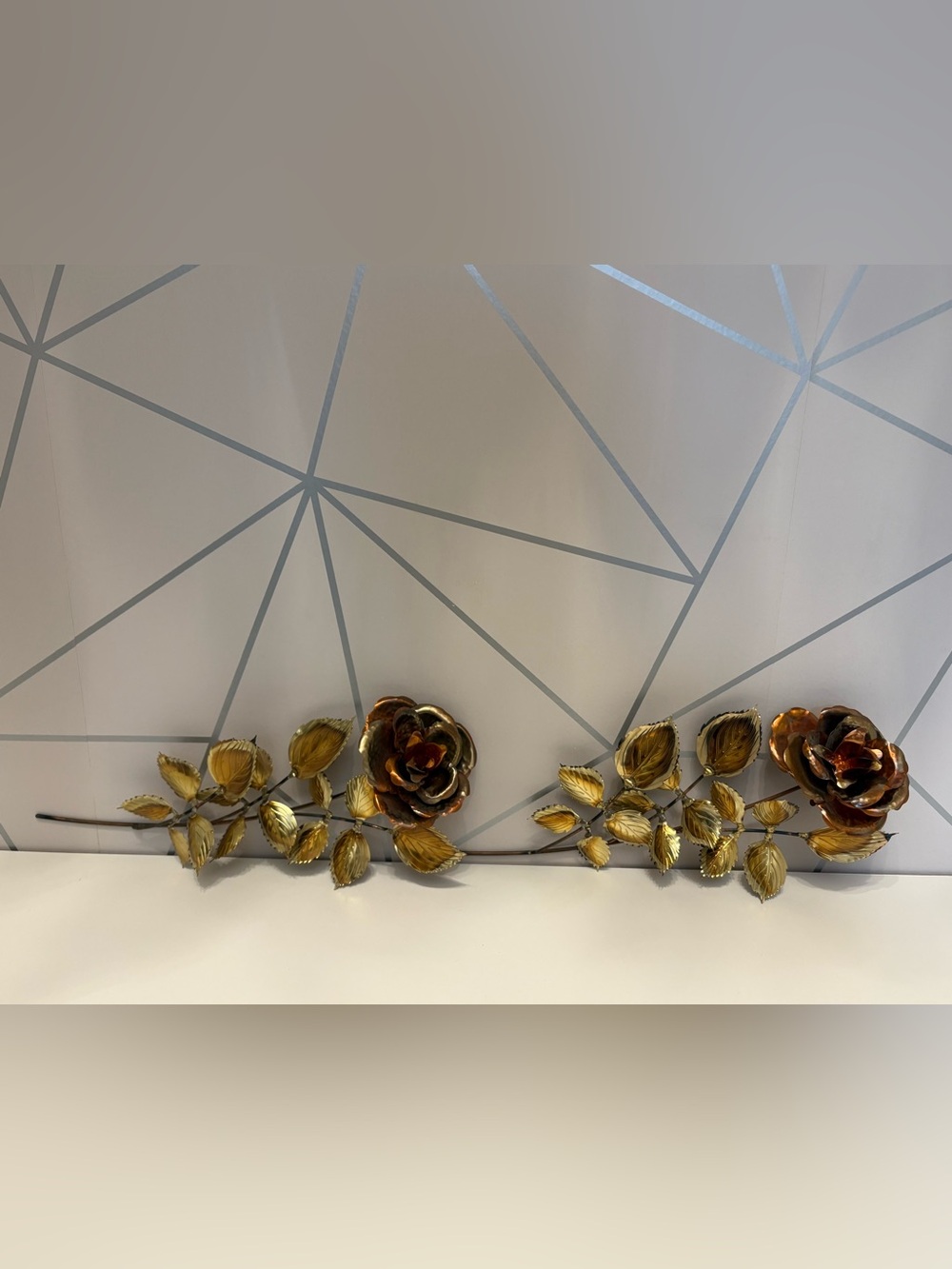 Vintage Copper Brass Rose Metal Wall Art Pair Homco